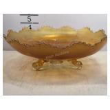 10.5 inch marigold carnival glass chrysanthemum