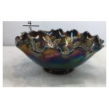 Fenton Glass carnival 8.5 inch bowl, Holly