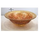 10 inch marigold carnival glass bowl rose pattern