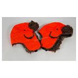 Two florescent orange lined hats, new with tags
