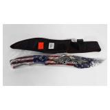 Patriotic design knife with sheath, 8" blade