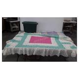 Knitted throws and 18 gallon tote with lid