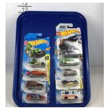 Nine Hot Wheels die cast cars