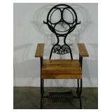 Handmade chair crafted on a White sewing machine