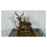 Nice deer statue on wood base, 28" tall