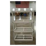 Plastic shelving, Keter brand, 4 tiers, 36 x 18 x