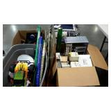 Skid lot: includes throws, hangers, tins, rc car,