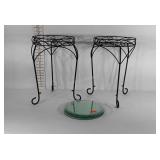 Pair of metal plant stands, 12" × 19", and 5