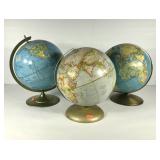 Three 12" world globes, Hammond Omega, Rand