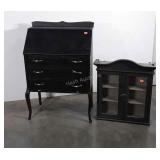 2pc Furniture lot, Black painted Ladies Slant