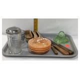 Tray of kitchenware sugar dispenser, butter