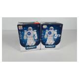 Two Runabout Robot toys, both white, new in box