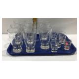 15 pieces of etched glassware