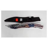 Patriotic design knife with sheath, 8" blade