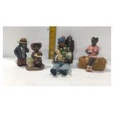 Black Americana figurines. One hat damaged