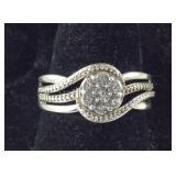 Genuine Diamond Cluster Ring, 3.3 grams, size