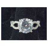 Large CZ Engagement Ring, 5.3 grams, size 7.25,