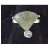 Triangle Cut Quartz Ring w/ Dangle Stone, 5.2