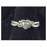 Genuine Diamond Heart Promise Ring, 3 grams, size