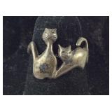 Vintage Cat Ring, 2.2 grams, size 5.25, Sterling
