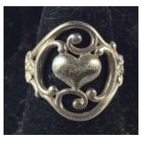 Vintage Heart Ring Signed AN, 4.1 grams, size