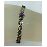 Amethyst & Diamond Tennis Bracelet, 8.2 grams,