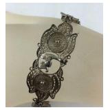 Vintage Filigree Style Alpaca Bracelet, 7",