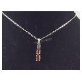 3-Stone Garnet Necklace, 3.4 grams, size 20",
