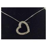 Vintage Marcasite Heart Necklace (Missing 1