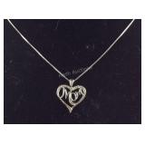 Genuine Diamond "Mom" Heart Necklace, 2 grams,