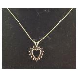 Garnet Cluster heart Necklace, 5 grams, size 18