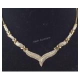 Genuine Diamond Cluster Necklace Gold Tone, 17",