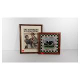 Fabric cow picture, framed 14x14 and Saturday