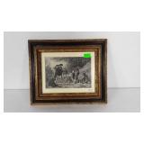 Snow White etching print, framed 15x13, seller