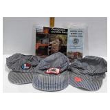 Three Railroad hats and books