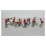 Fifteen hard plastic baseball player toys, made