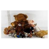 Plush toys including well worn antique stuffed