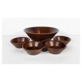 Vermillion walnut salad bowl set
