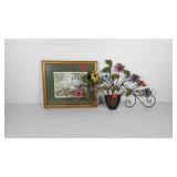 Wall art, metal floral wall hanging, 28x16 and