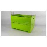Wooden crate painted green, 18" × 15" × 13"