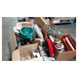Skid lot: includes foot stool, framed tapestry,