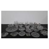 Clear Depression and press glass nappy, ruffle