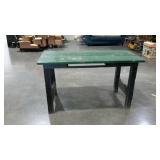 Shop table, 59 x 31, damage as shown, missing