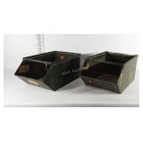 Metal stacking organizer bins, one has dent, 12"