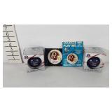 NFL collectibles, two Ravens glass ornaments,