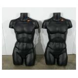 Two male torso mannequin forms, hollow back, 36"
