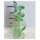 Green depression glass perfume bottle