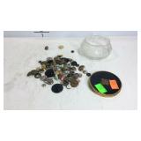 Dresser box with buttons and safety pins