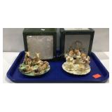 Two poly resin decor sets: giraffes and angels