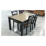 Dining table with four chairs, 60 x 36 x 31